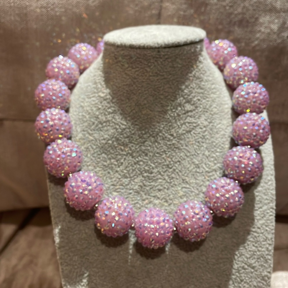 Chunky Playful Purple Crystal Necklace 14-16” choker